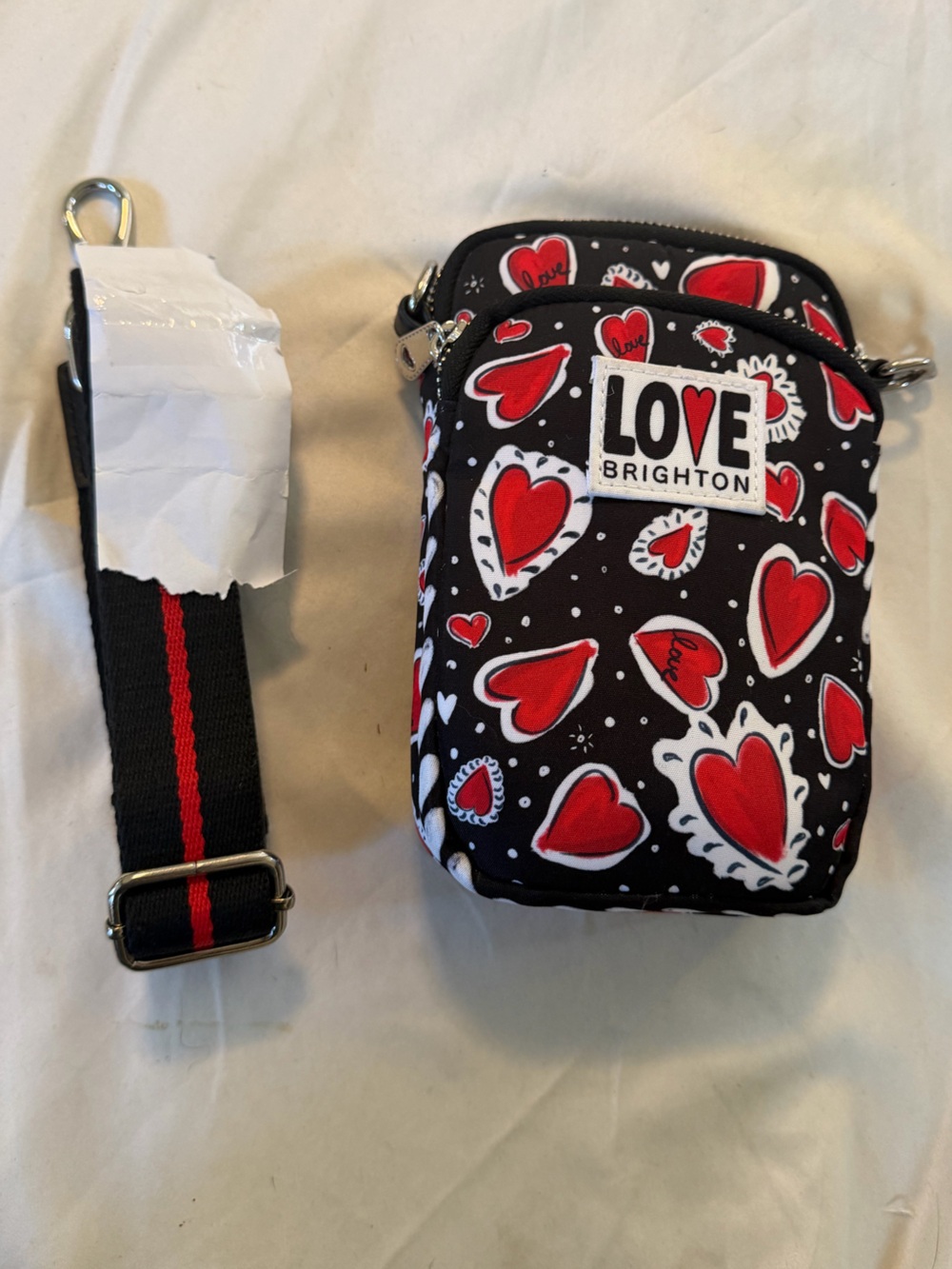 NWOT Brighton LOVE Hearts Crossbody Bag w/pockets n strap